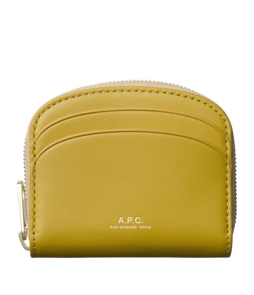 A.p.c. Kad - Olive Modern Demi-Lune Mini Compact Wallet Leather Goods Women
