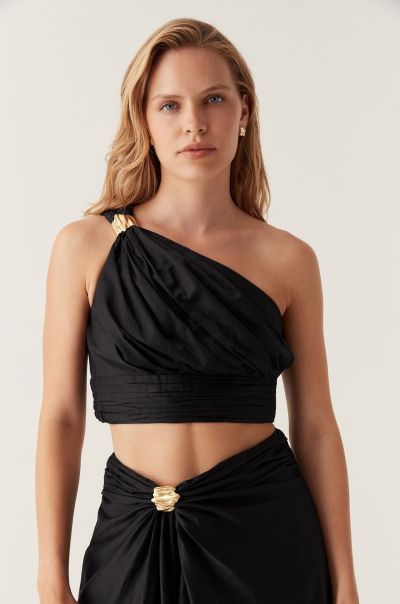 Party Dressing Aje Black Clarity One Shoulder Top Women