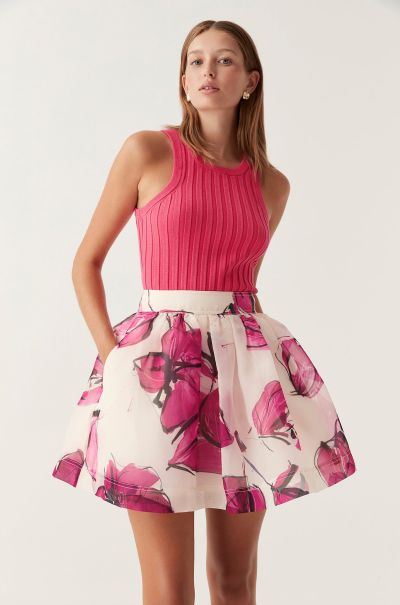 Aje Women Party Dressing Dixie Flared Mini Skirt Falling Florals