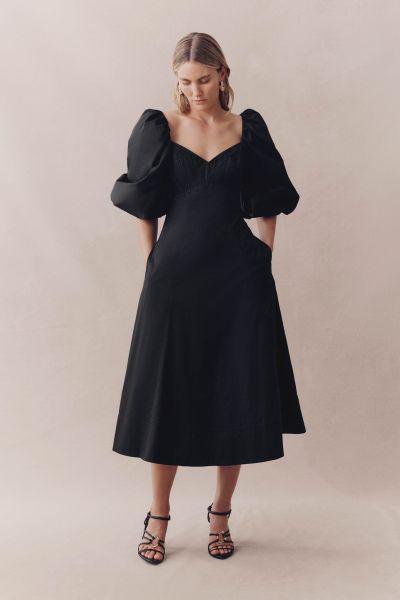 Women Hester Corsetted Midi Dress Black Aje Party Dressing