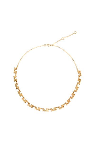 Women Aje Block Logo Necklace Gold Party Dressing