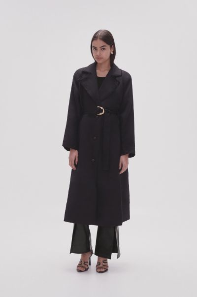 Black Blazers, Jackets & Coats Aje Serene Belted Trench Coat Women