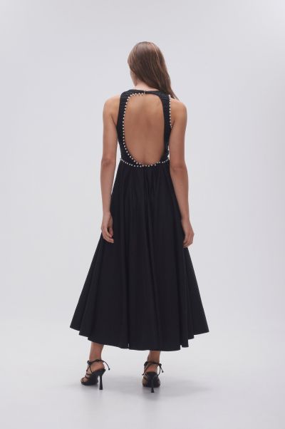 Black Gifts For Her Florence Pearl Trim Midi Dress Women Aje