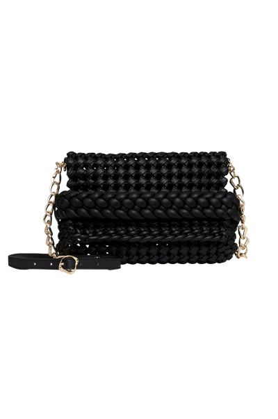 Aje Handbags & Wallets Women Black Mirage Woven Chain Clutch